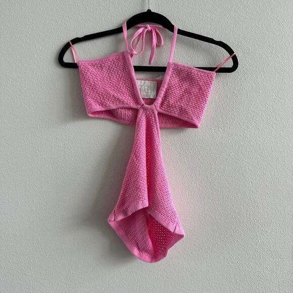 VICTOR GLEMAUD
Cut-out Crochet Knit Halter Top In Pink size Small - Picture 1 of 6